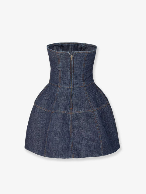 Padded denim mini dress