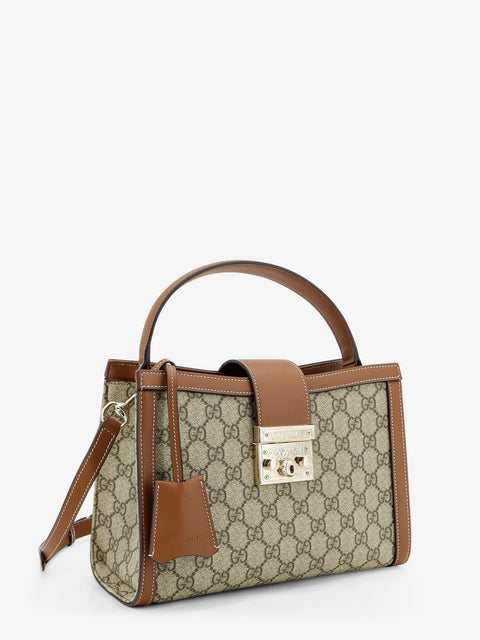 Padlock handbag with shoulder strap
