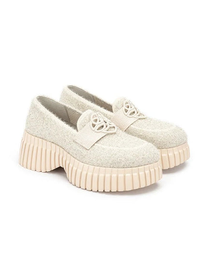 Paris Tweed Platform Loafers | Black / Ivory