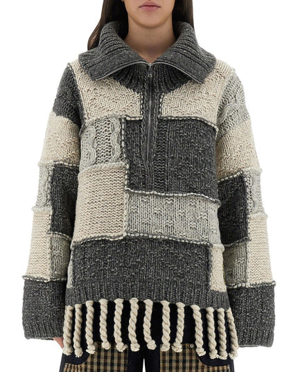 PATCHWORK JERSEY WITH BANGS