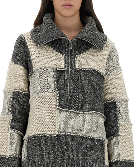 PATCHWORK JERSEY WITH BANGS