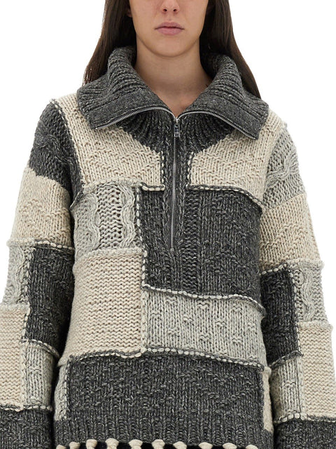 PATCHWORK JERSEY WITH BANGS