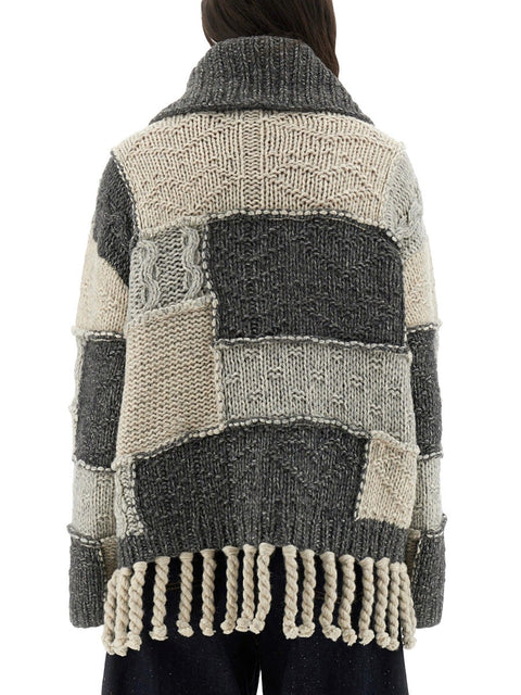 PATCHWORK JERSEY WITH BANGS