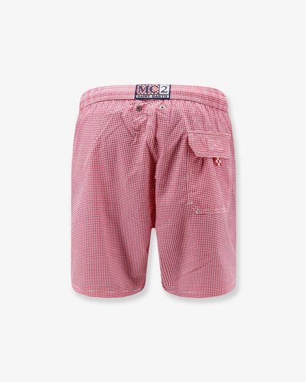 Patmos nylon swim trunks with vichy pattern