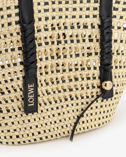 Paula's Ibiza -Braid raffia and leather shoulder bag