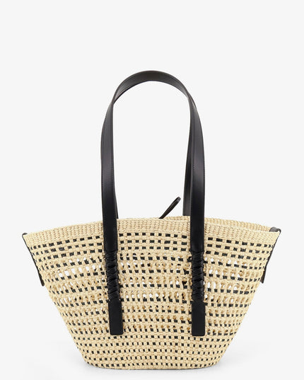 Paula's Ibiza -Braid raffia and leather shoulder bag