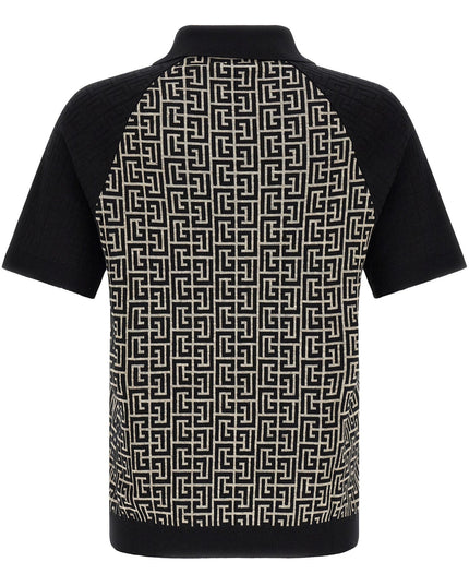 Balmain | PB Monogram Jacquard-Polo | Weiss/Schwarz | Herren