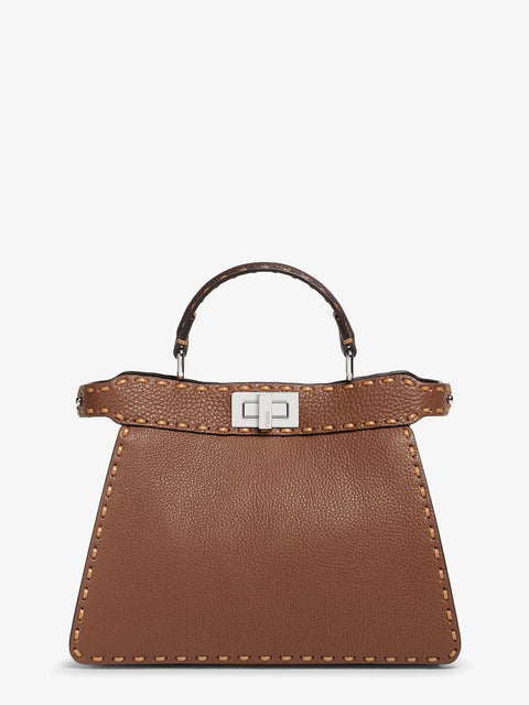 Peekaboo IseeU Small leather shoulder bag with Selleria macro stitching