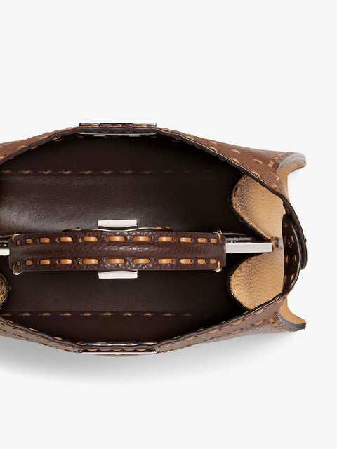 Peekaboo IseeU Small leather shoulder bag with Selleria macro stitching