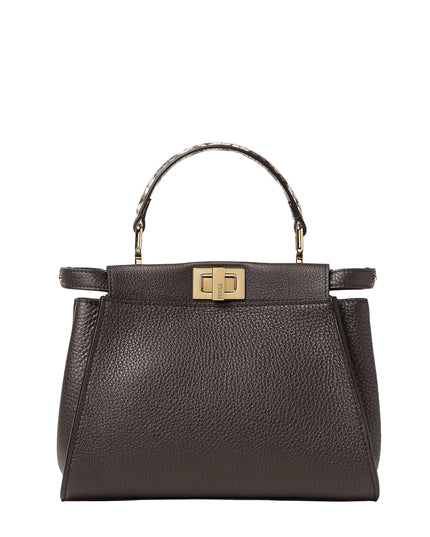 Fendi | Peekaboo Mini Handtasche aus genarbtem Leder | Braun