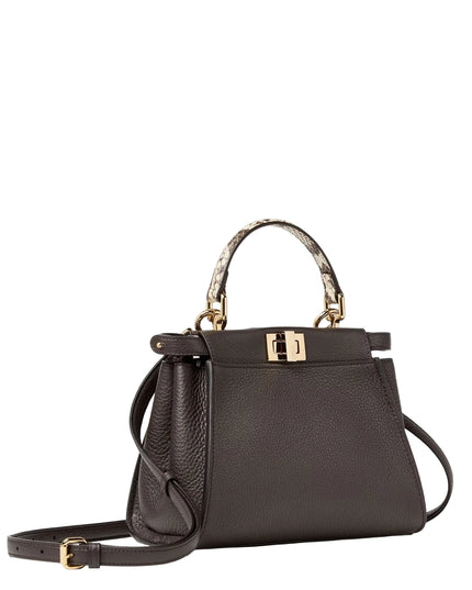 Fendi | Peekaboo Mini Handtasche aus genarbtem Leder | Braun