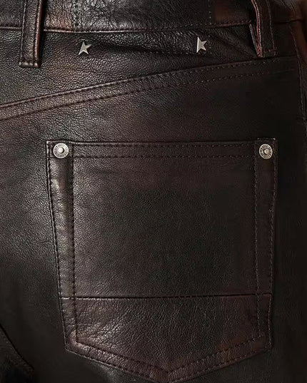 Peg leather trousers