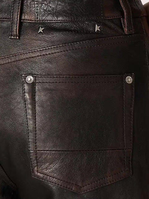 Peg leather trousers