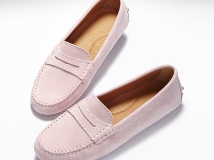Women's Penny Driving Loafers, ice pink suede