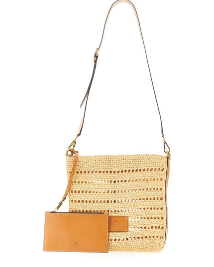 PERFORATED RAFFIA SHOULDER BAG