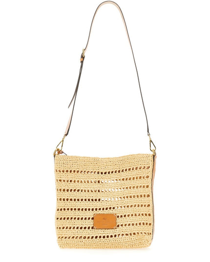 PERFORATED RAFFIA SHOULDER BAG