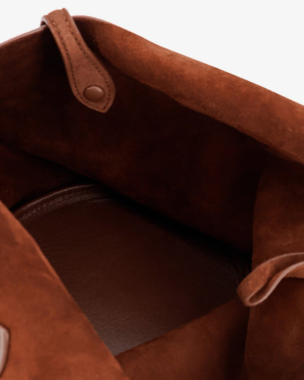 Play suede shoulder bag with contrasting logo