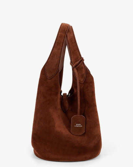 Play suede shoulder bag with contrasting logo