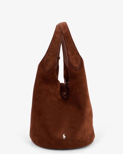 Play suede shoulder bag with contrasting logo