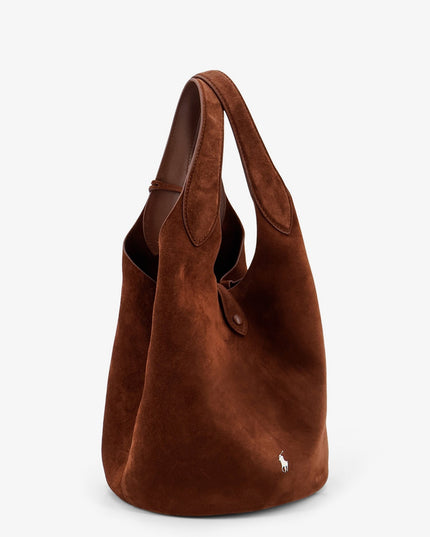 Play suede shoulder bag with contrasting logo