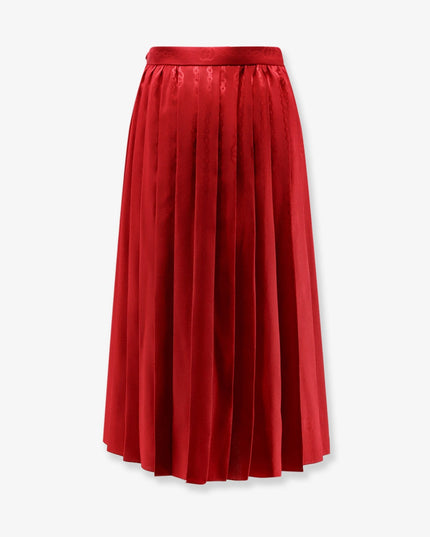 Pleated silk midi skirt