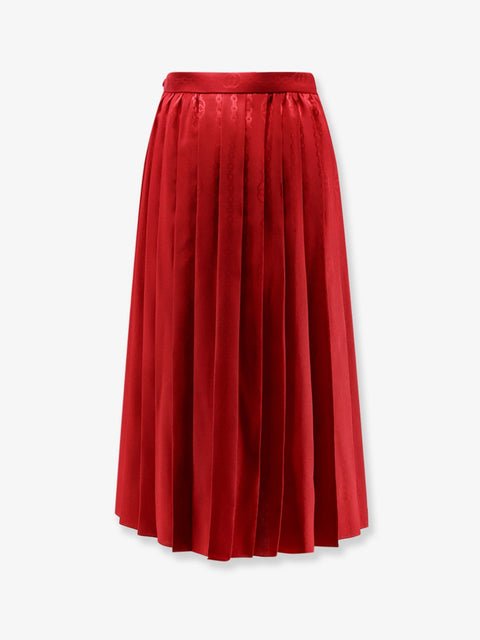 Pleated silk midi skirt
