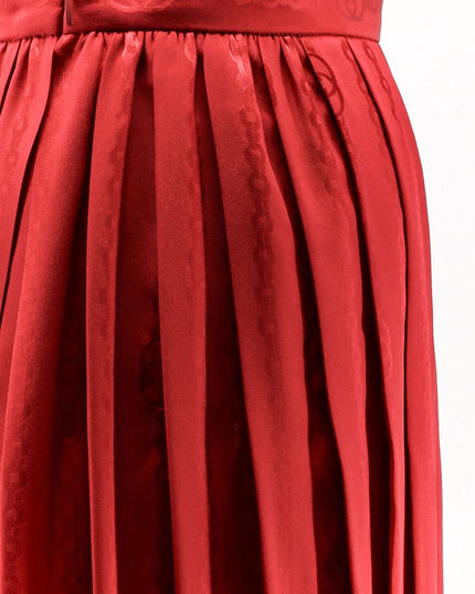 Pleated silk midi skirt