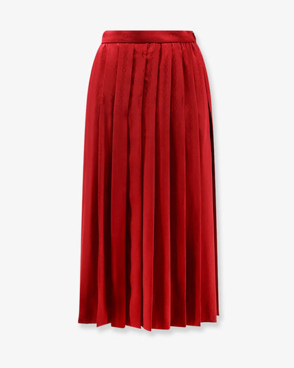 Pleated silk midi skirt