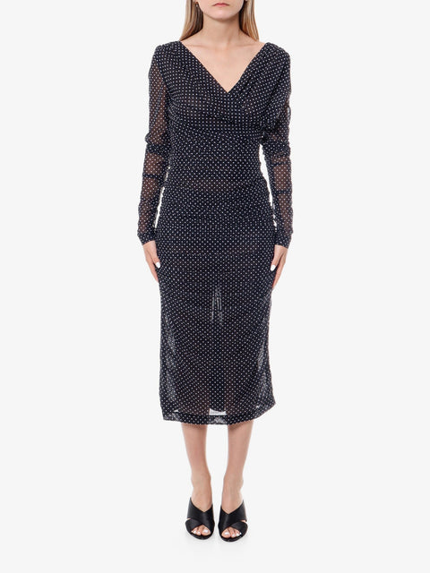 Polka-dots dress with drapery