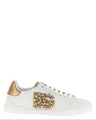 Dolce & Gabbana | Portofino Kalbsleder-Sneaker mit Kristallen | Goldfarben | Damen
