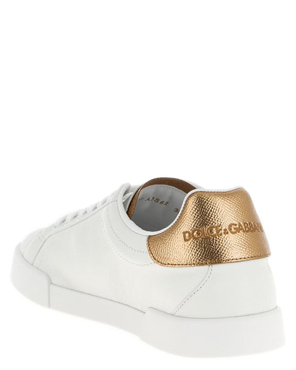 Dolce & Gabbana | Portofino Kalbsleder-Sneaker mit Kristallen | Goldfarben | Damen