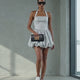 Silbernes Lurex Bubble Hem-Minikleid mit Korsettrücken • BYMANYC ® New Yo...