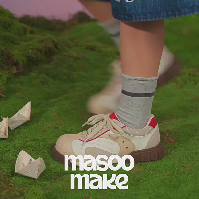 Masoomake Damen Platform Sneaker – Star Chunky Toe Kawaii Style