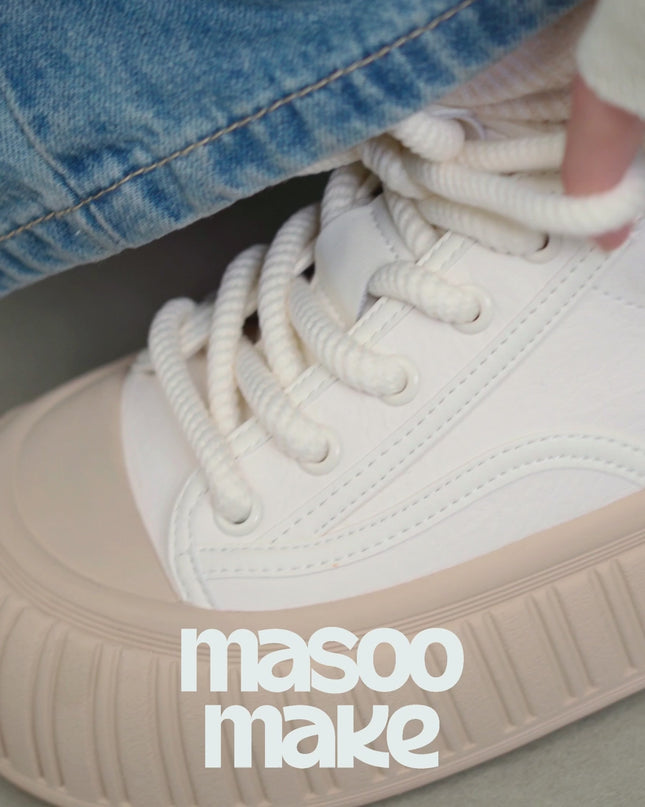 Masoomake Damen Platform Sneaker – Chunky Ribbed Sole Leder