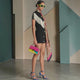 Black Mini Bodycon Kleid with Button Tassel For Women, Meatpacking District, BYMANYC New York.