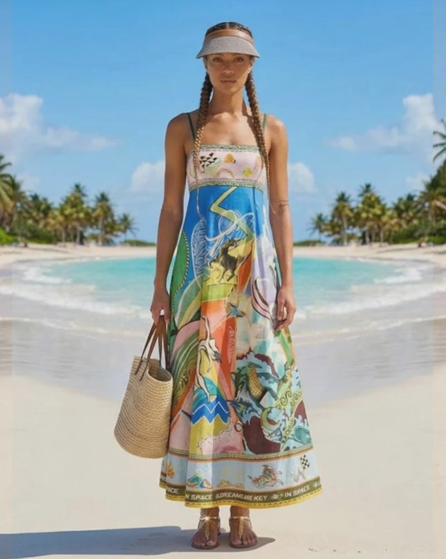 SOHO Artisanal Grafik-Maxikleid