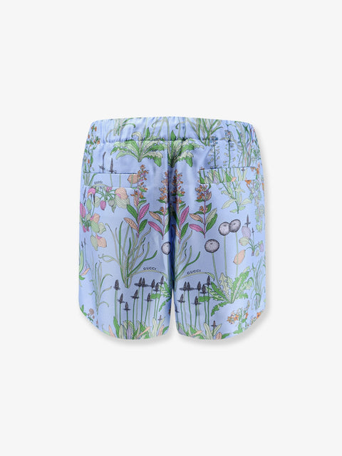 Printed silk shorts