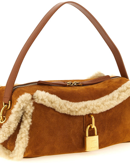 Balmain | Pulse Small Wildleder-Schultertasche | Cognac
