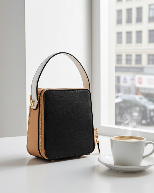 Umhängetasche mit Tasche & Color-Block-Design (Schwarz) – Nicole Lee