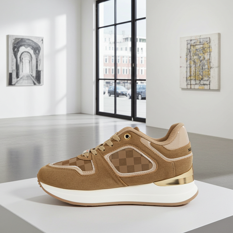 Plateau-Sneaker mit Schnürung – Braun