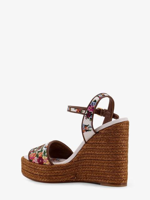 Raffia sandals with floral embroidery