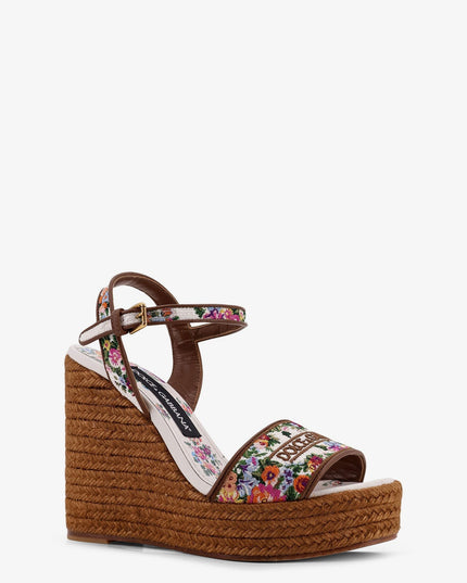 Raffia sandals with floral embroidery