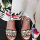 Raffia sandals with floral embroidery