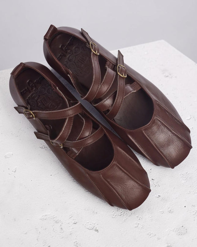 Obsession Kreuzband-Leder Ballerinas