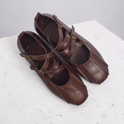 Obsession Kreuzband-Leder Ballerinas