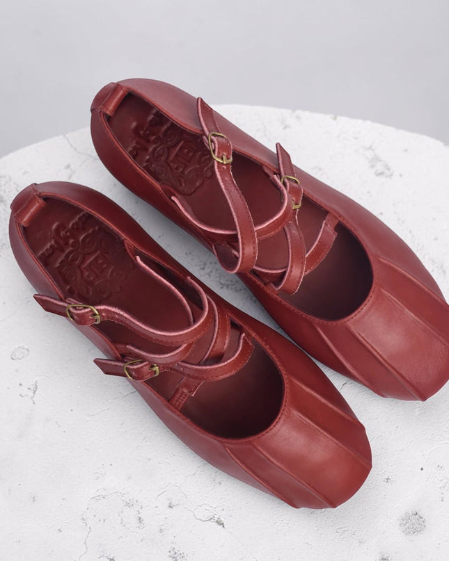 Obsession Kreuzband-Leder Ballerinas