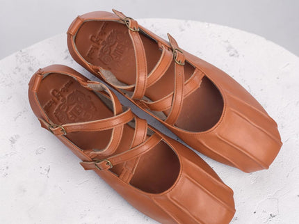 Obsession Kreuzband-Leder Ballerinas