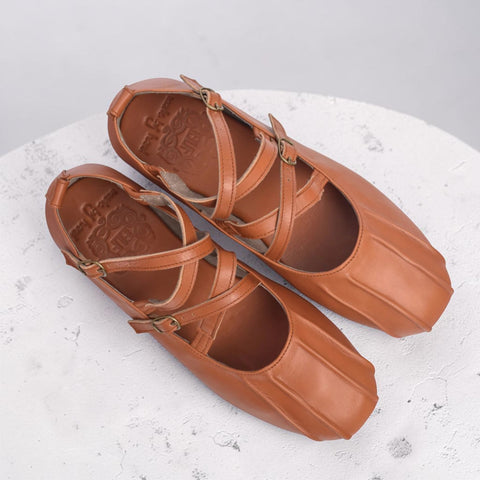 Obsession Kreuzband-Leder Ballerinas