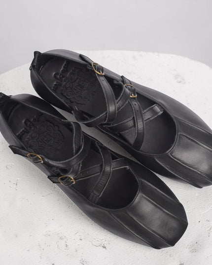 Obsession Kreuzband-Leder Ballerinas