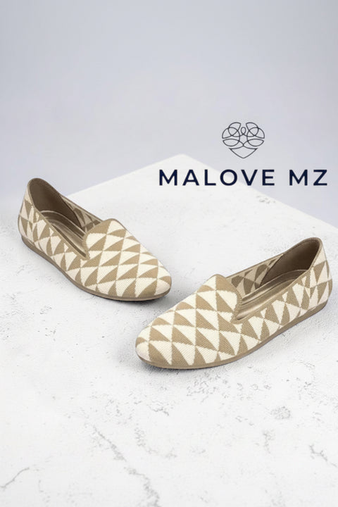 Geometrische Slip-On Loafers mit weicher Sohle – Damen Pendler-Schuhe